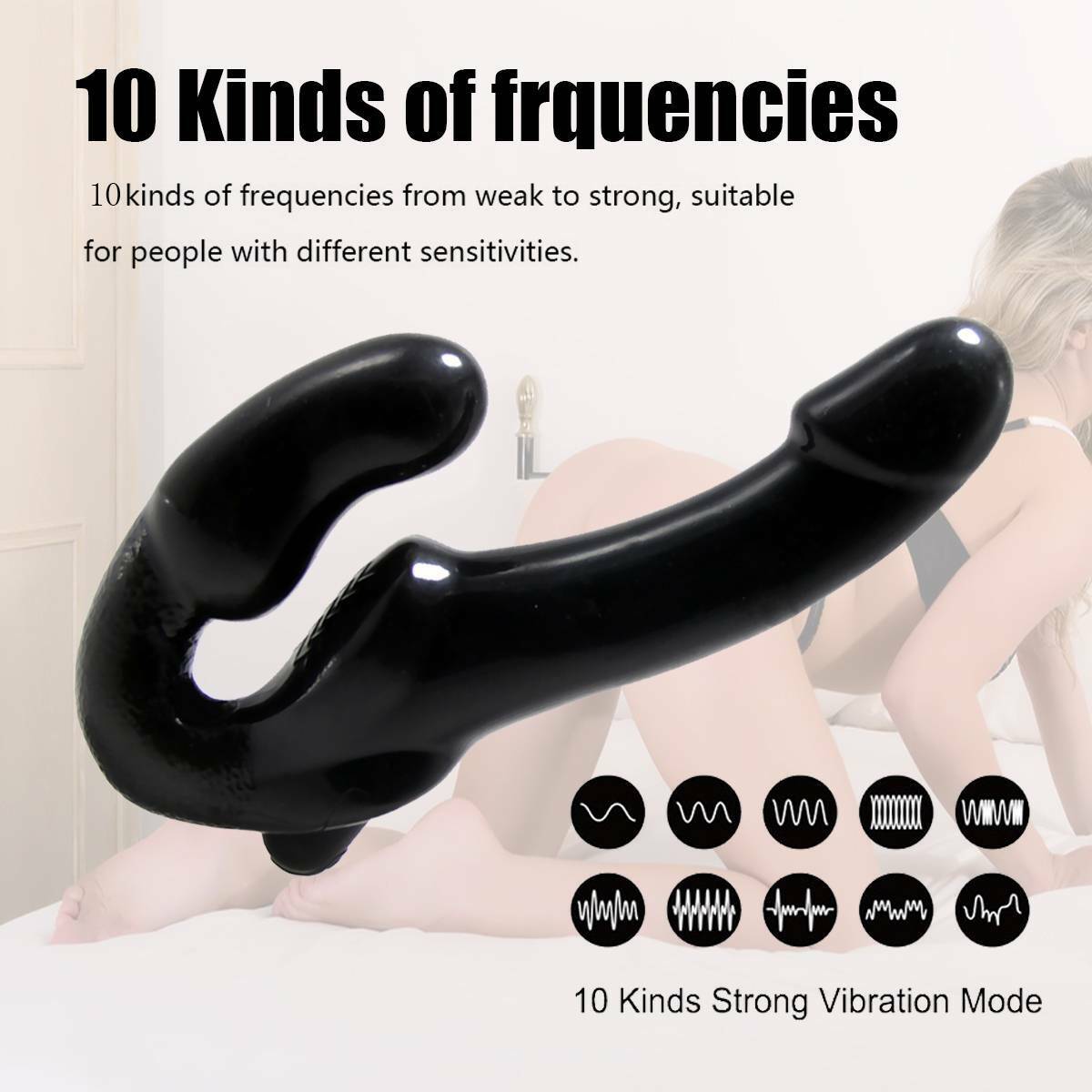 Playful Vibes | 10 Speed Remote Control Vibrating Silicone Strapless Strap-On Dildo