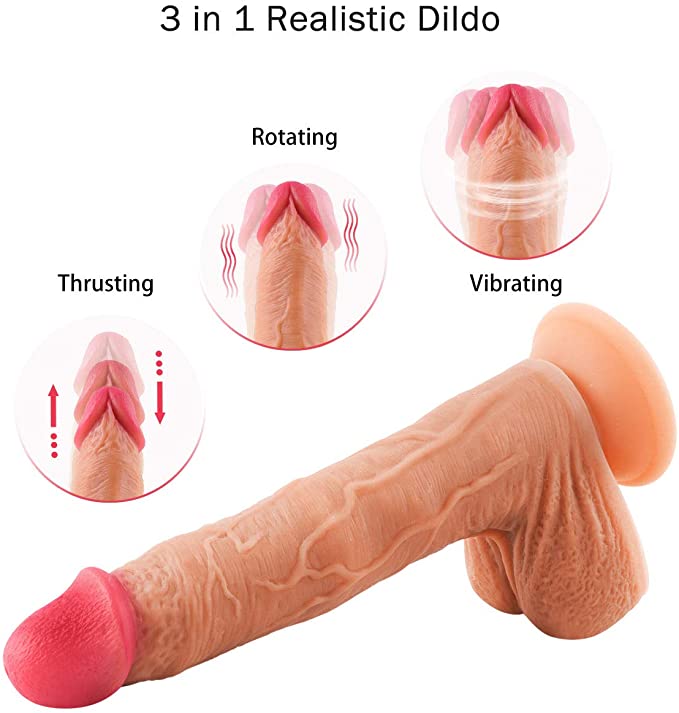 Playful Vibes | Thrusting & Rotating Realistic Dildo (Size: 8.7 Inch)