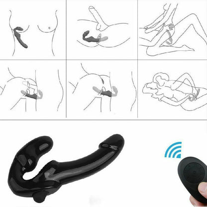 Playful Vibes | 10 Speed Remote Control Vibrating Silicone Strapless Strap-On Dildo