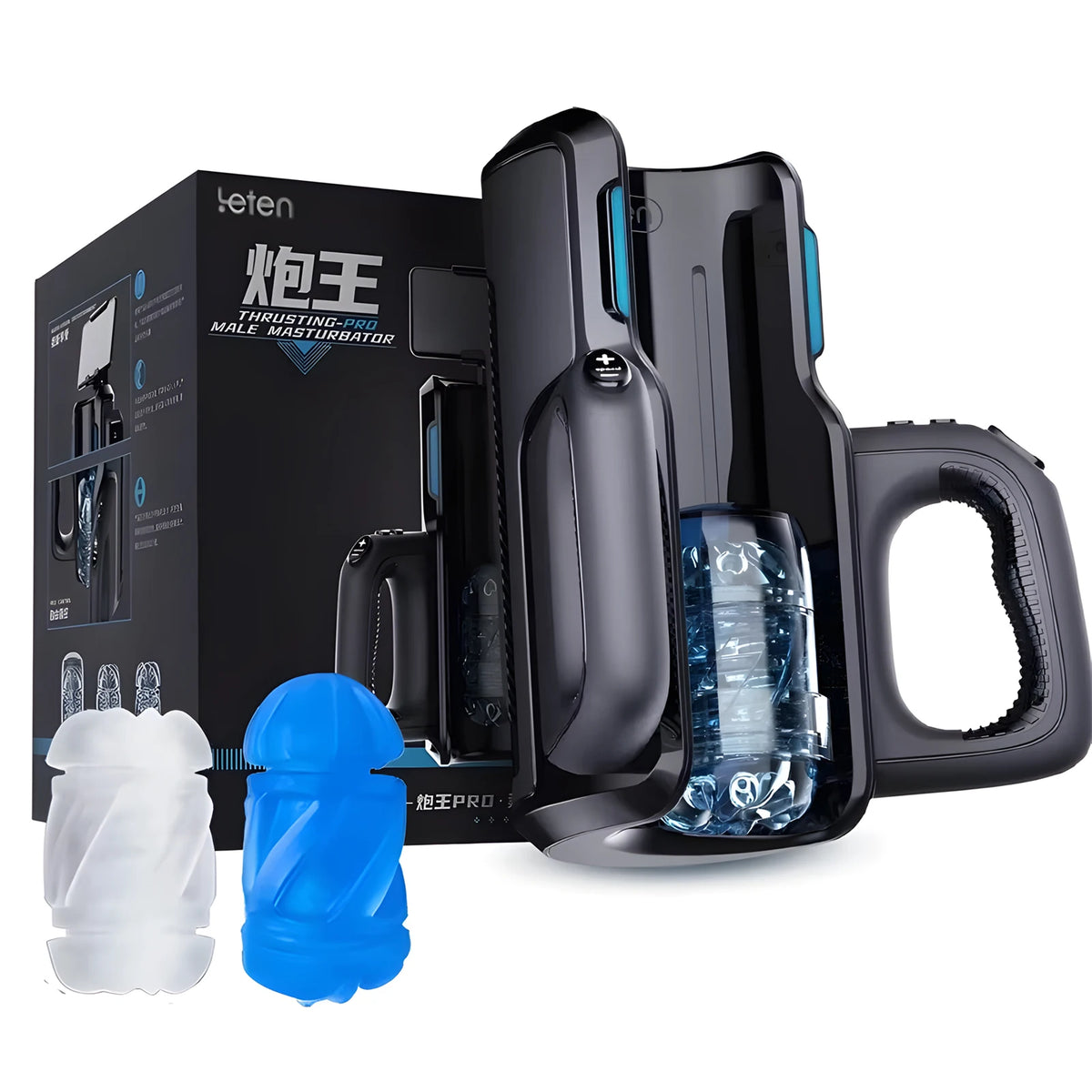 Leten Thrusting-Pro King dual-handle automatic stroker — available at Playful Vibes