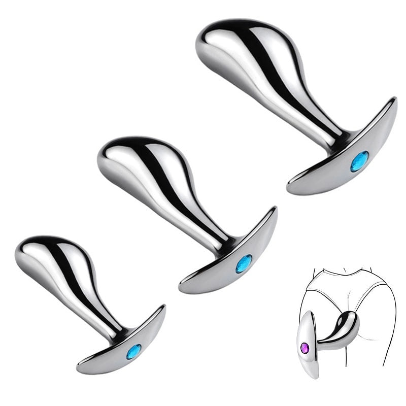 Unisex metal anal beads butt plug