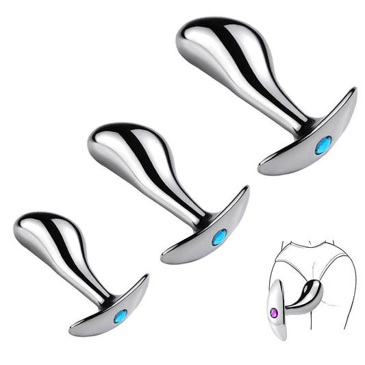 Unisex metal anal beads butt plug