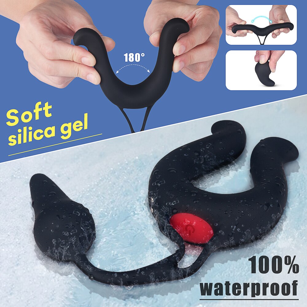 9 Modes Vibrating Cock Ring & Anal Plug Massager