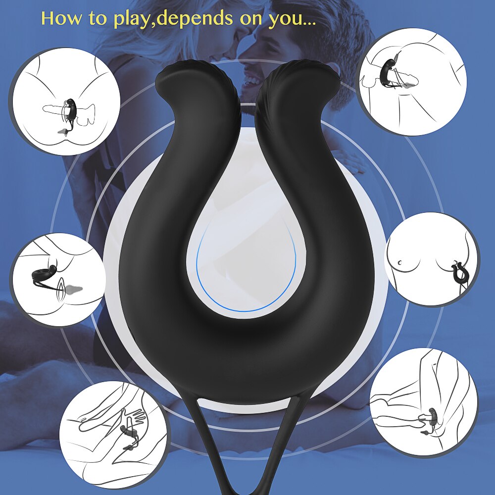 9 Modes Vibrating Cock Ring & Anal Plug Massager